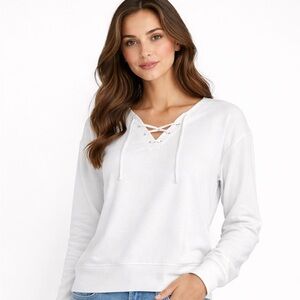 Wilfred Free Lace-Up Sweatshirt White Size S Spring Summer Casual Top NWT